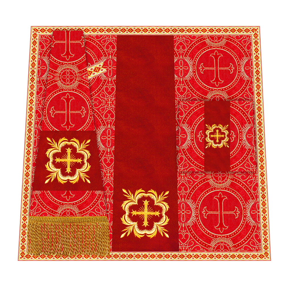 Liturgical Cross Embroidered Mass Set and braided trims