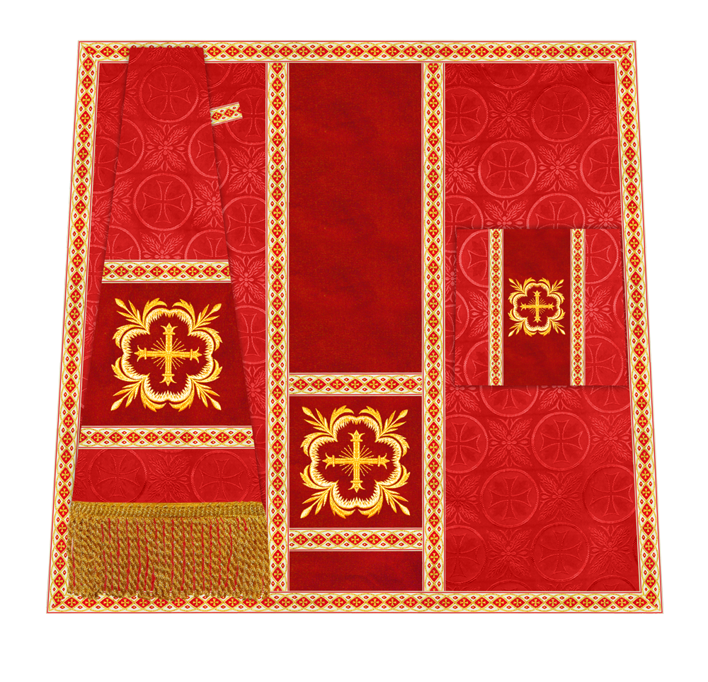 Traditional Altar Mass Set with  Embroidered Motifs