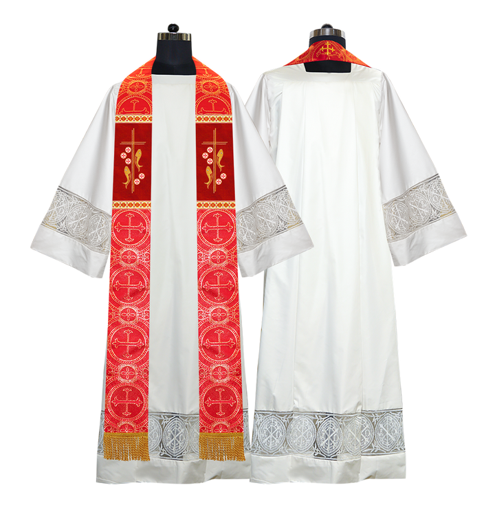 Clergy Stole with Embroidered Fish and Loaves