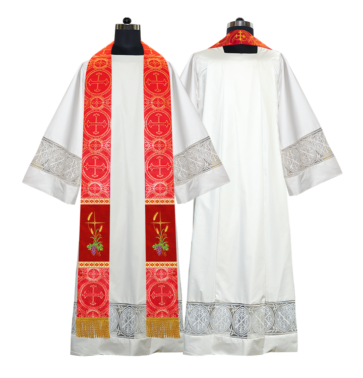 Handmade Clergy stole with Spiritual Grapes and Wheat