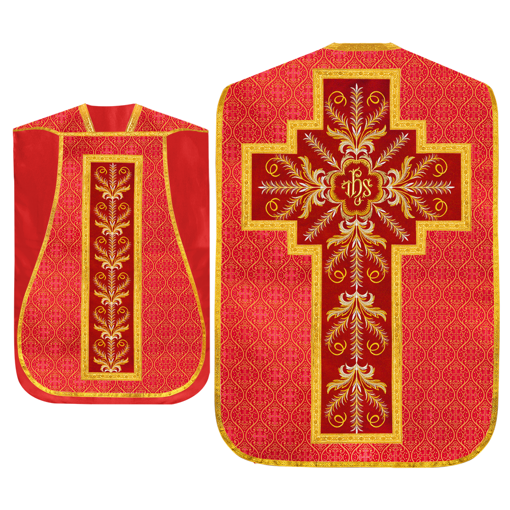 Set of Four Roman Chasuble with liturgical motifs