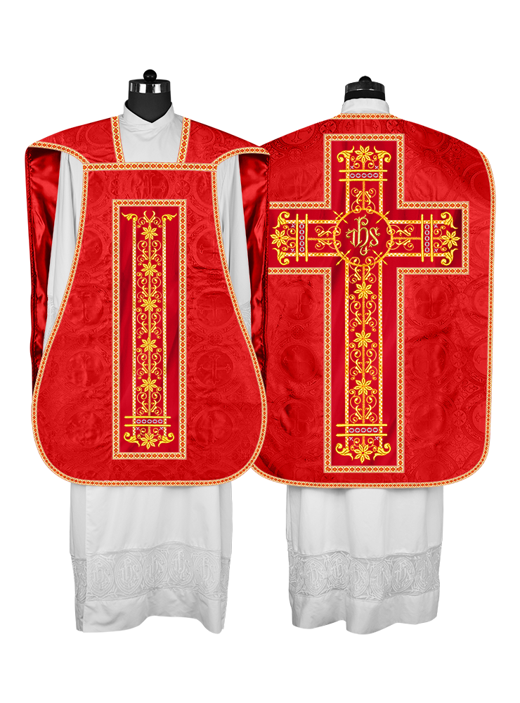 Roman Chasuble Vestment Enhanced With Orphrey and Trims