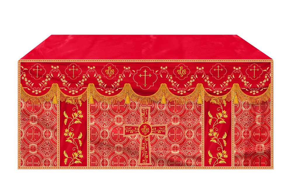 Altar Table Cloth With Floral Embroidery trims