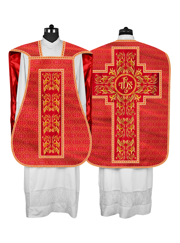 Roman Chasuble Vestment With Woven Braids and Trims