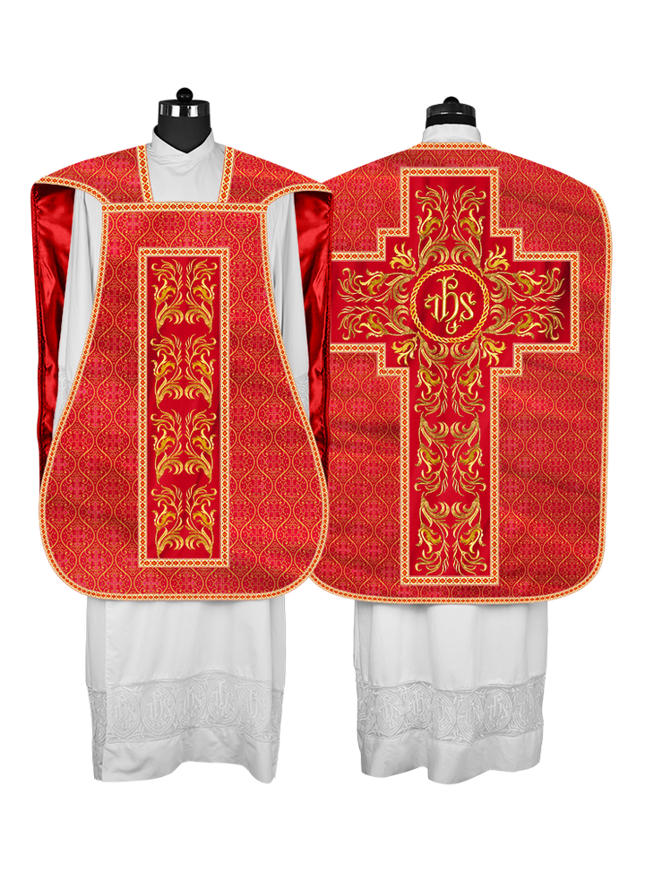 Roman Chasuble Vestment With Woven Braids and Trims