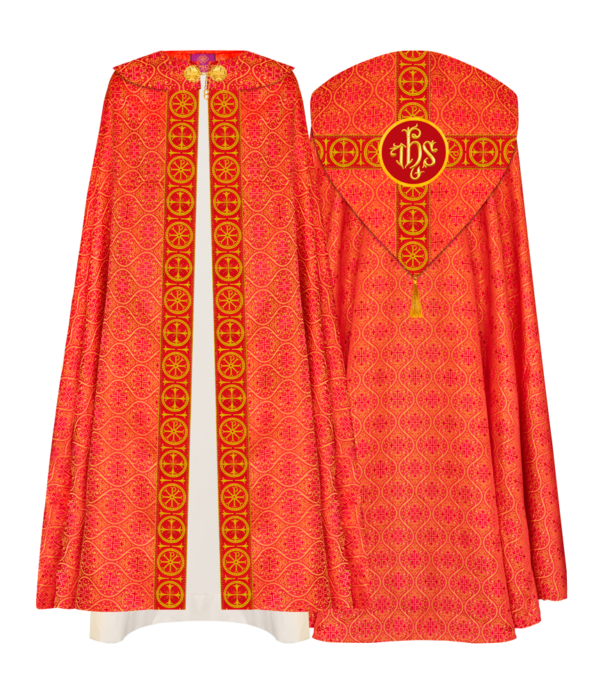Gothic Cope Vestment with Cross Type Braided Motif