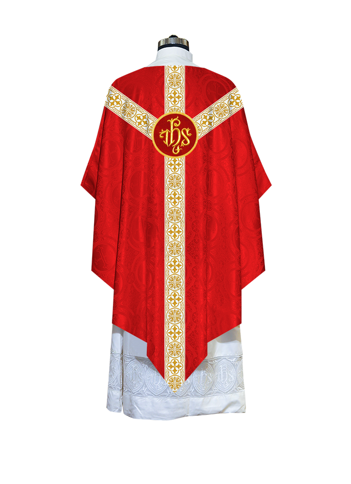 Traditional Pugin Style Chasuble Adorned with White Braids