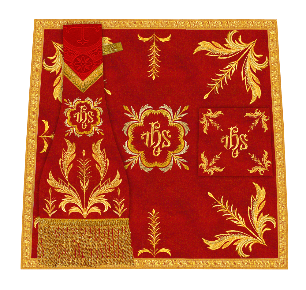 Set of Four Roman Chasuble with liturgical motifs