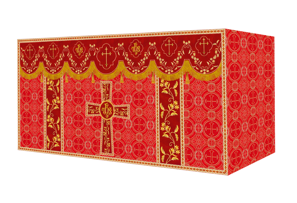 Altar Table Cloth With Floral Embroidery trims