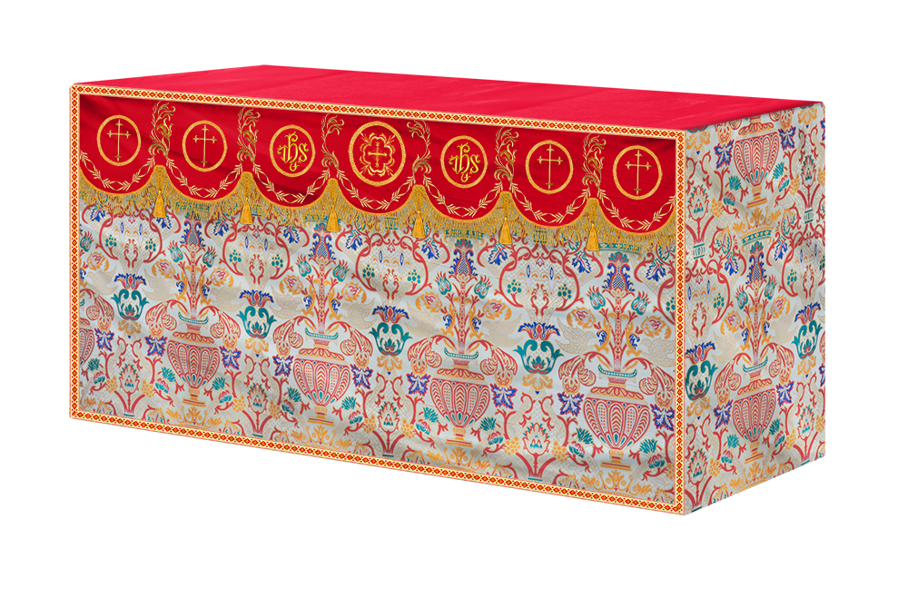 Traditional Tapestry Altar Cloth with Embroidery Details