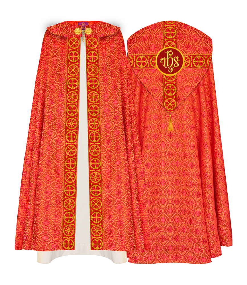 Gothic Cope Vestment with Cross Type Braided Motif