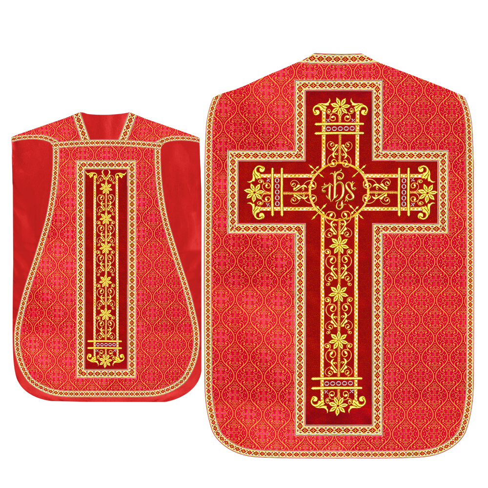 Roman Chasuble Vestment Enhanced With Orphrey and Trims