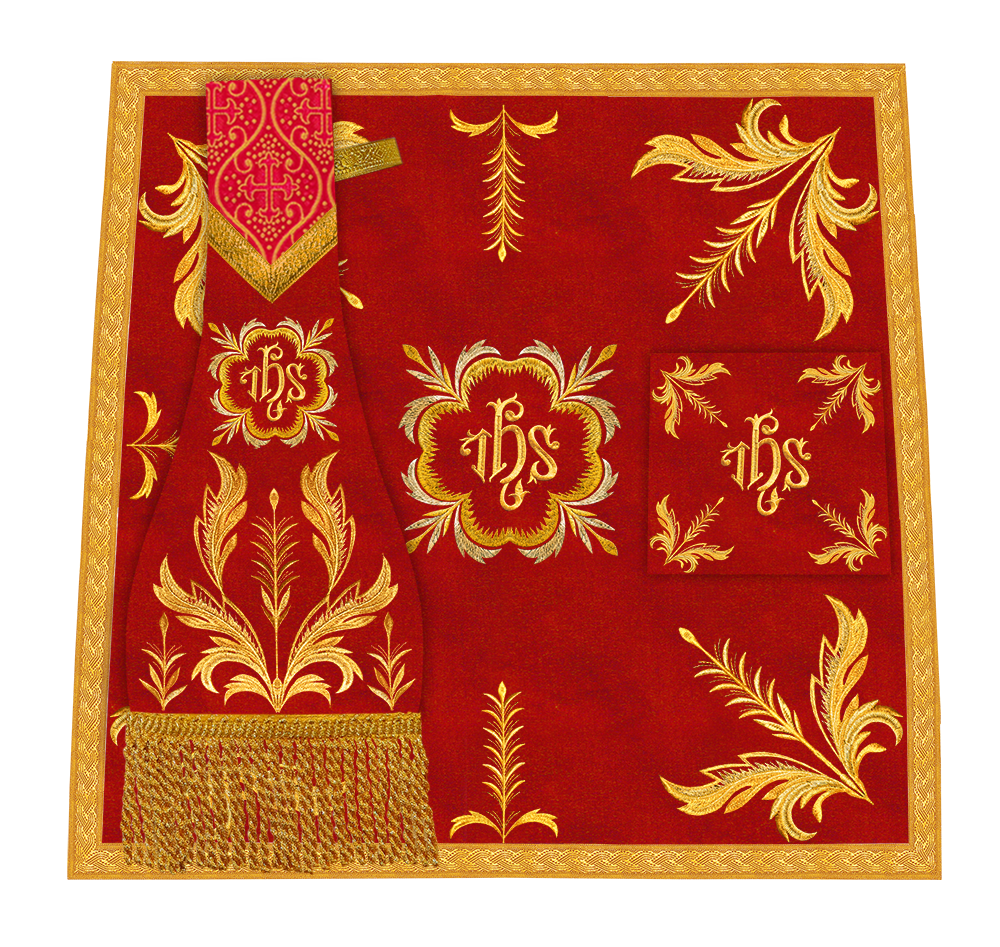 Set of Four Roman Chasuble with liturgical motifs