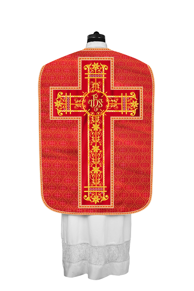 Roman Chasuble Vestment Enhanced With Orphrey and Trims