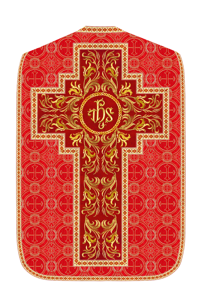 Roman Chasuble Vestment With Woven Braids and Trims