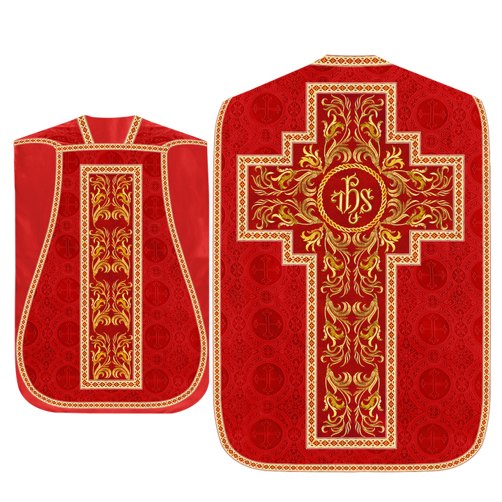 Roman Chasuble Vestment With Woven Braids and Trims