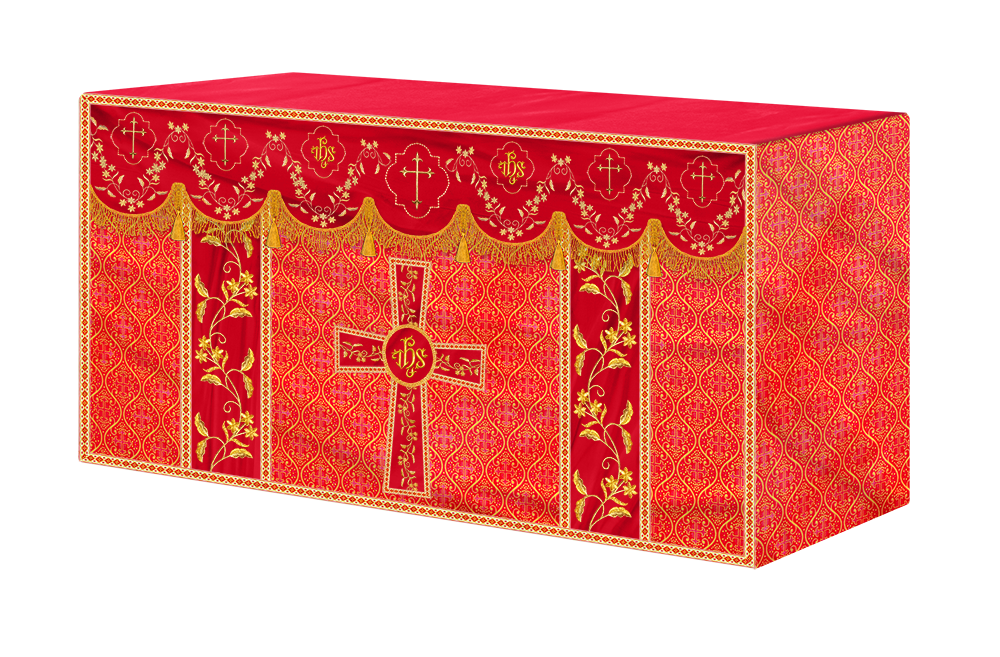 Altar Table Cloth With Floral Embroidery trims