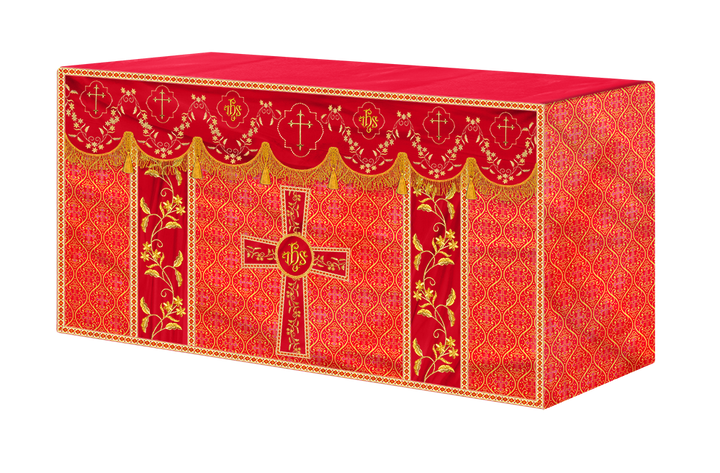 Altar Table Cloth With Floral Embroidery trims