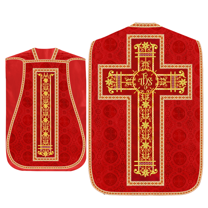 Roman Chasuble Vestment Enhanced With Orphrey and Trims