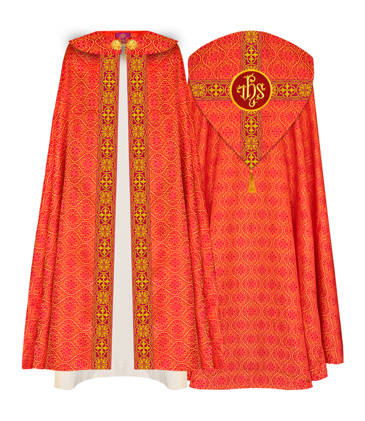 Gothic Cope Vestment with Cross type Braided Trims and motif