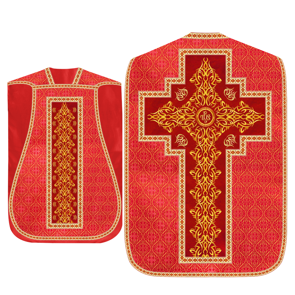 Set of Four Roman Chasuble with Embroidered Trims