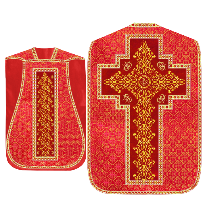 Set of Four Roman Chasuble with Embroidered Trims