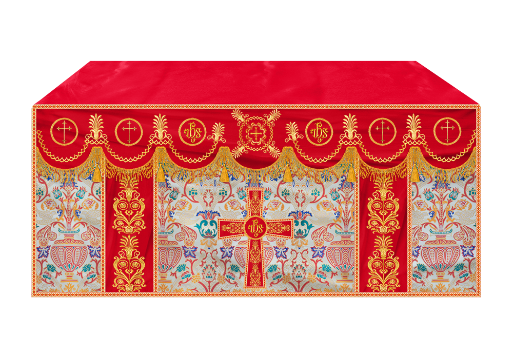Coronation Tapestry Altar Table Cloth with Embroidered trims