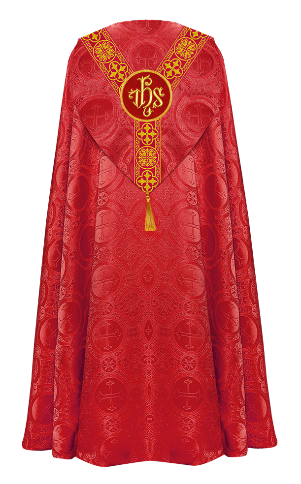 Gothic Cope Vestment with Y Type Braided Trims and Motifs