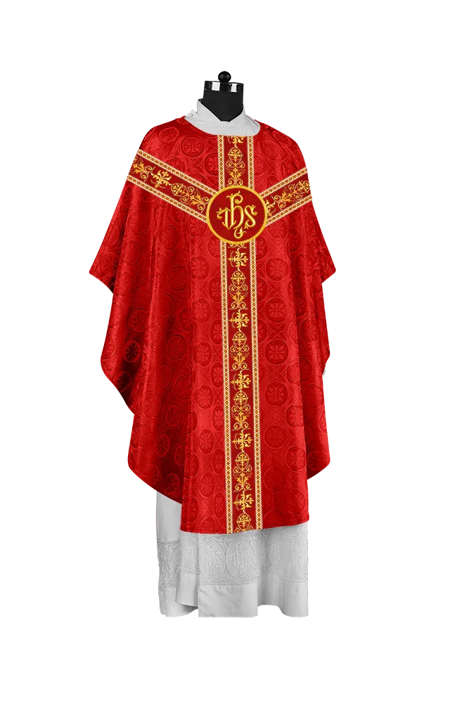 Elegant Gothic Chasuble with Embroidered Motif & Y-type Orphrey