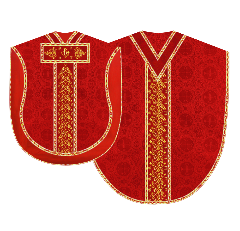 Borromean Chasuble Vestment With Braided Orphrey and Trims