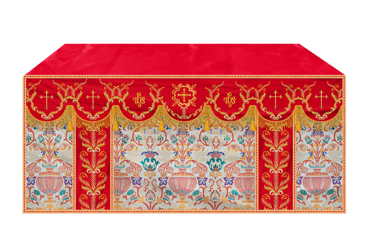Liturgical Tapestry Altar Cloth with Detailed Embroidered Trims