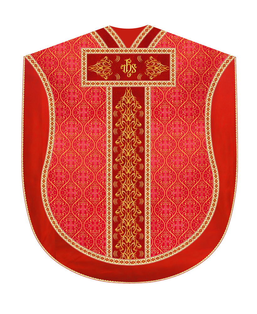 Borromean Chasuble Vestment With Braided Orphrey and Trims