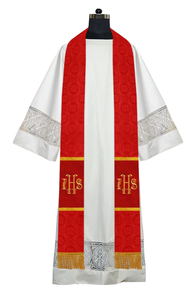 Clergy Stole with Embroidered Liturgical Motif