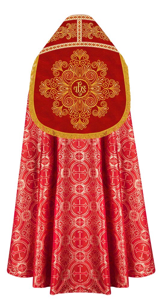 Roman Cope Vestment with Spiritual Motif and Adorned Embroidery