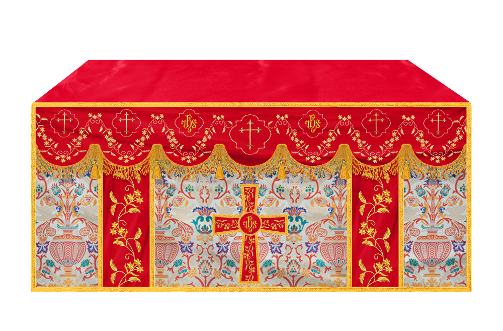 Floral Embroidery Tapestry Altar Cloth with motif