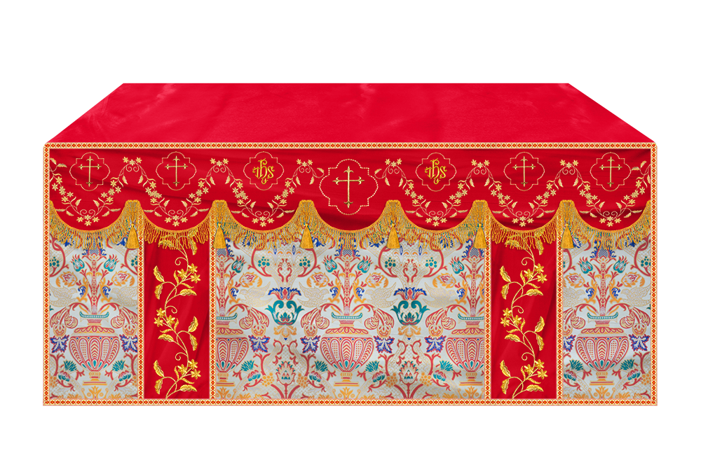 Tapestry Altar Cloth Adorned with Intricate Embroidery