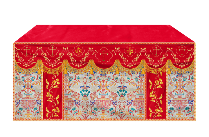 Tapestry Altar Cloth Adorned with Intricate Embroidery