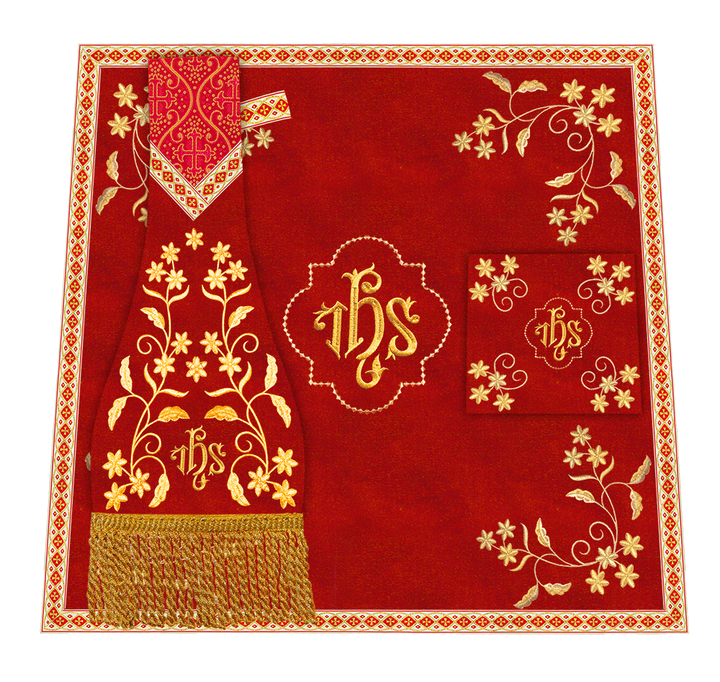 Roman Chasuble Vestment With Floral Design and Trims