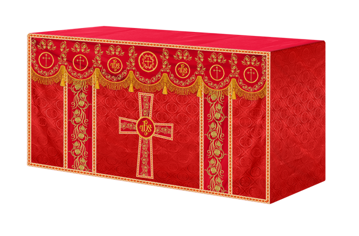 Embroidered Altar Cloth Embellished with Spiritual Motifs