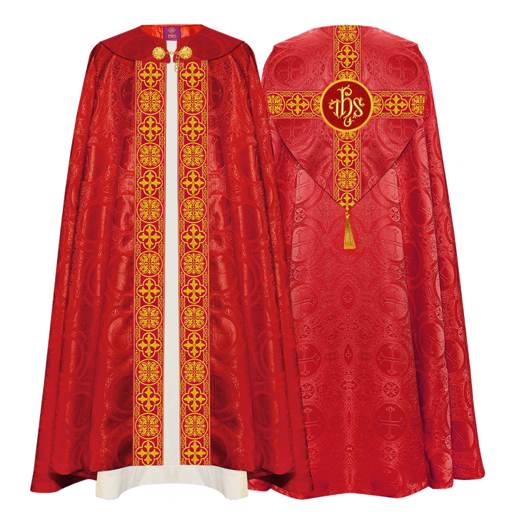 Gothic Cope Vestment with Cross type Braided Trims and motif