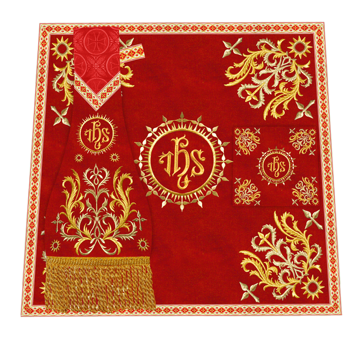 Embroidered Altar Frontal with Ornate Orphrey & Cross Design