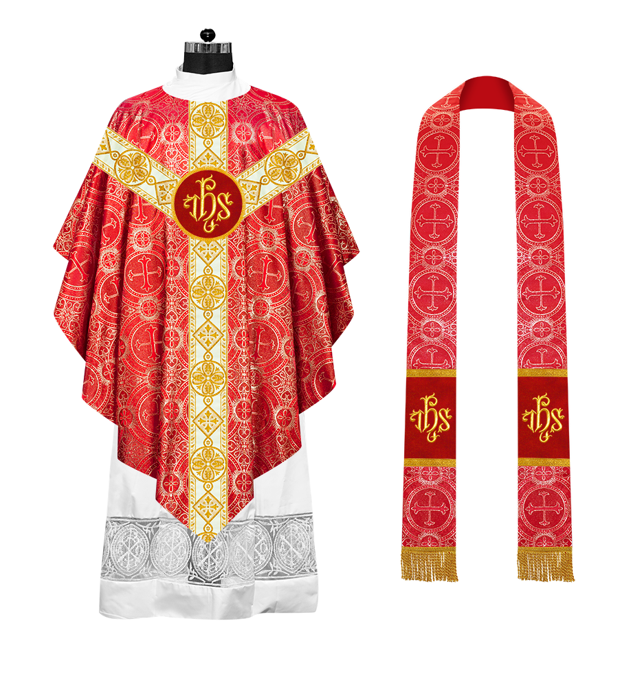 Pugin Style Chasuble with Embroidered Orphrey