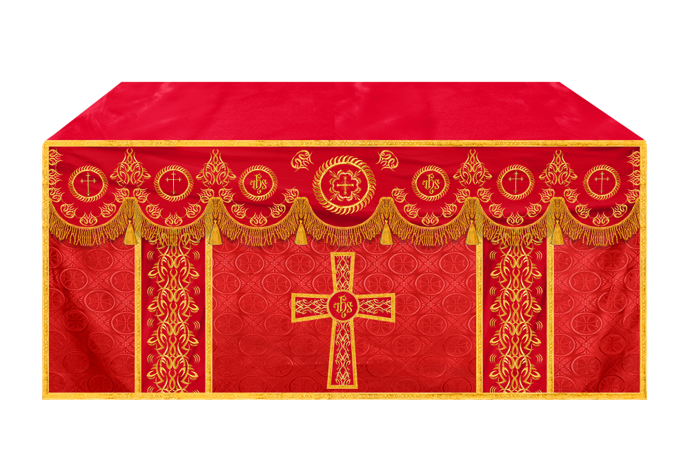 Liturgical Altar Table Cloth with Elegant Embroidery Trims