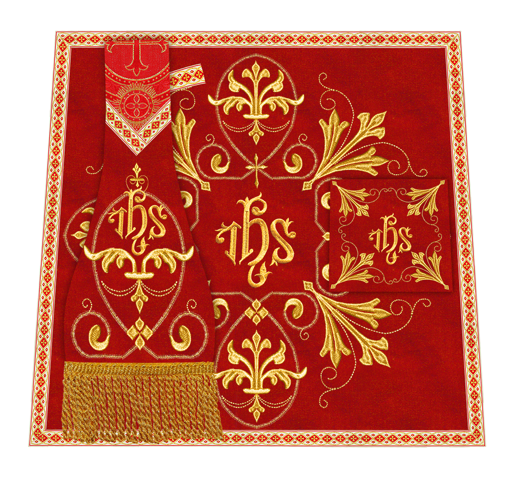 Set of Four Catholic Roman Chasuble with Spiritual Motif