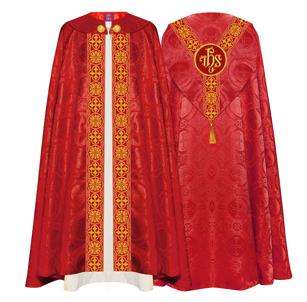 Gothic Cope Vestment with Y Type Braided Trims and Motifs