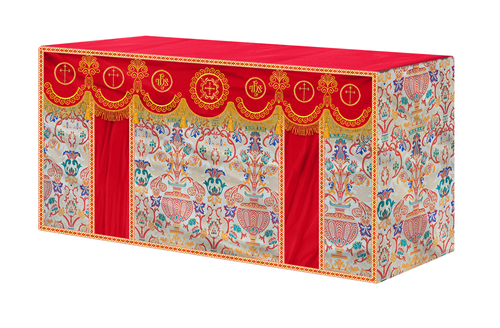 Embroidered Tapestry Altar Cloth with Ornate Orphrey