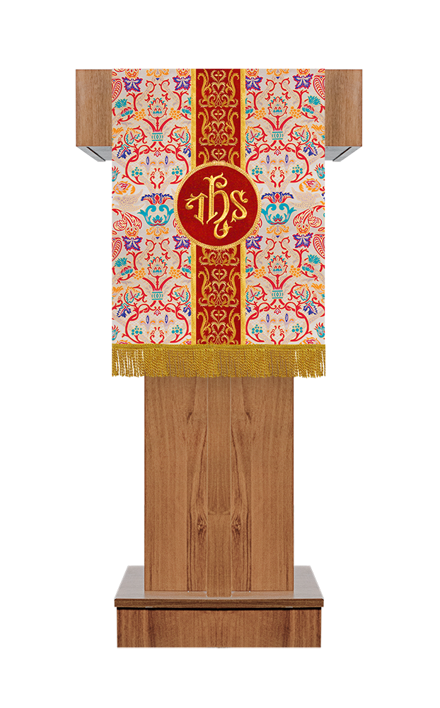 Embroidered Tapestry Pulpit/Lectern with intricate Trim