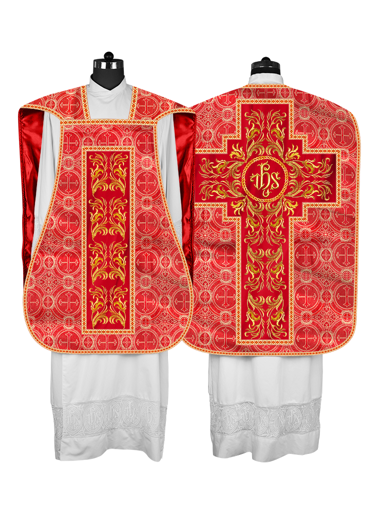 Roman Chasuble Vestment With Woven Braids and Trims