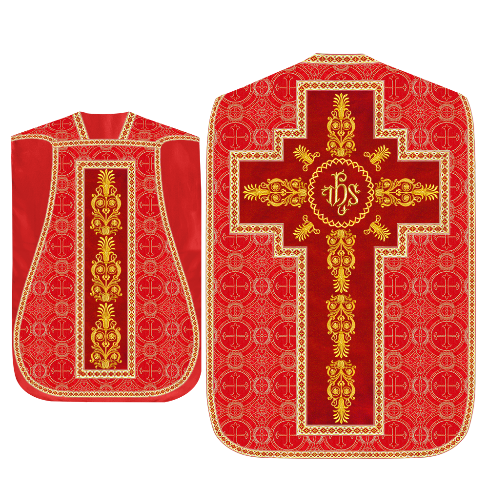 Roman Chasuble Vestments Adorned With Trims