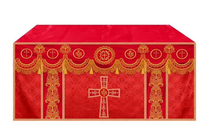 Ornate Altar Cloth with Gold Embroidery & Gothic Cross Design